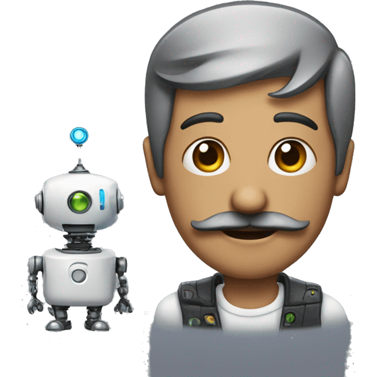  Man with mustache head with robot bady emoji