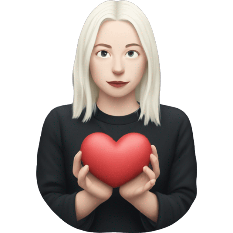 Phoebe bridgers holding a heart emoji