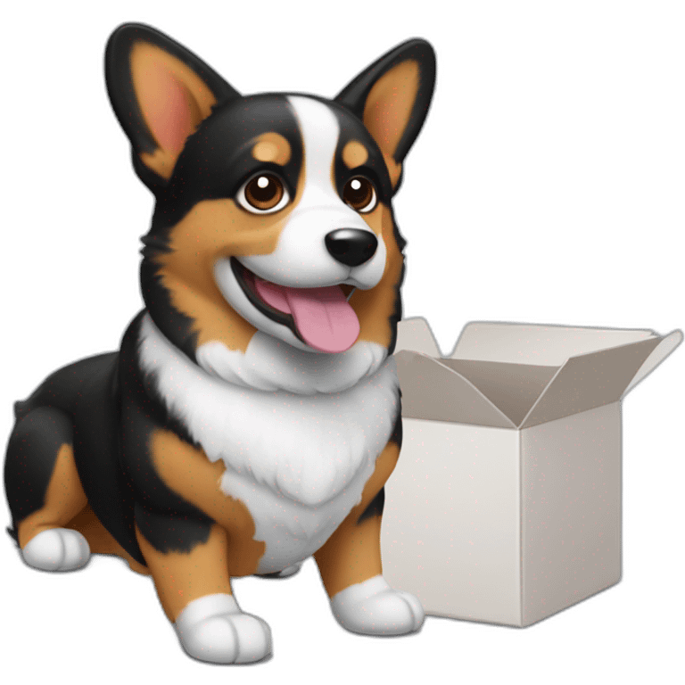 Black corgi desrtoy Amazon box emoji