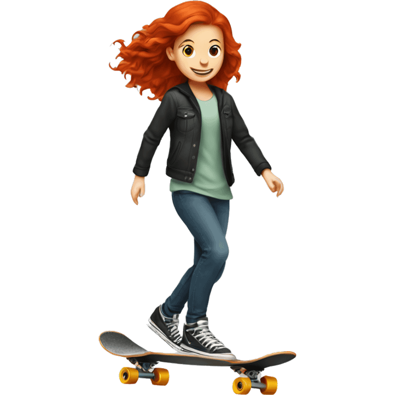 Redhead girl skateboarding  emoji