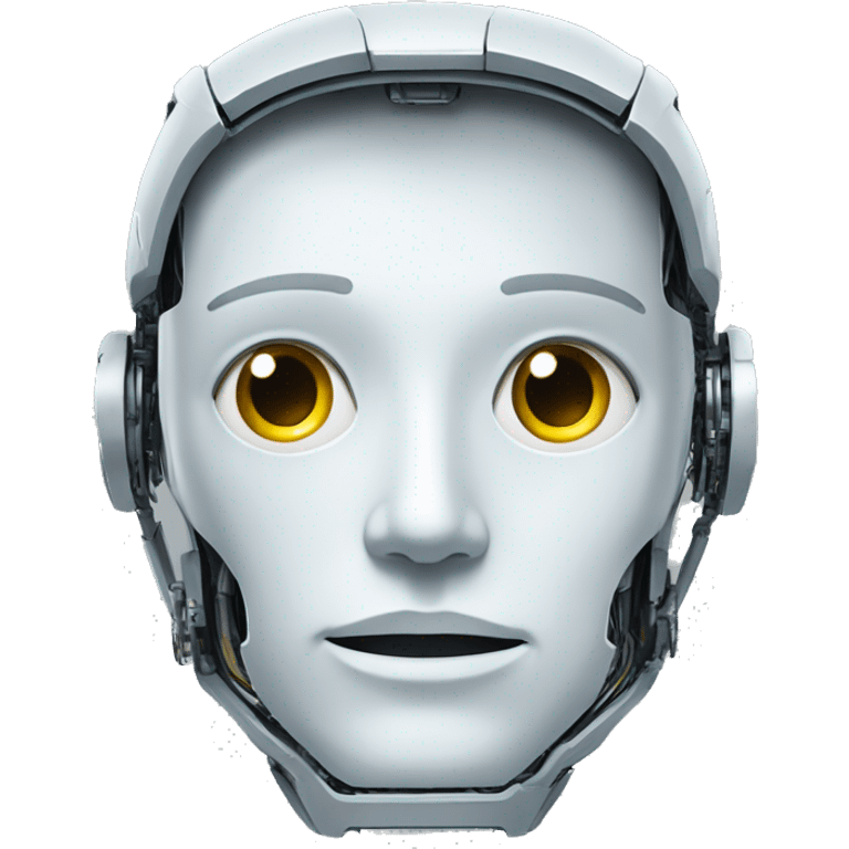 half of a human face is half of a robot, a clear separation of the face into two parts of a robot and a human emoji