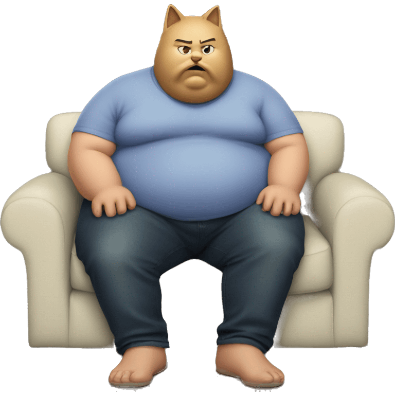 Fat man with cat head on the couch emoji