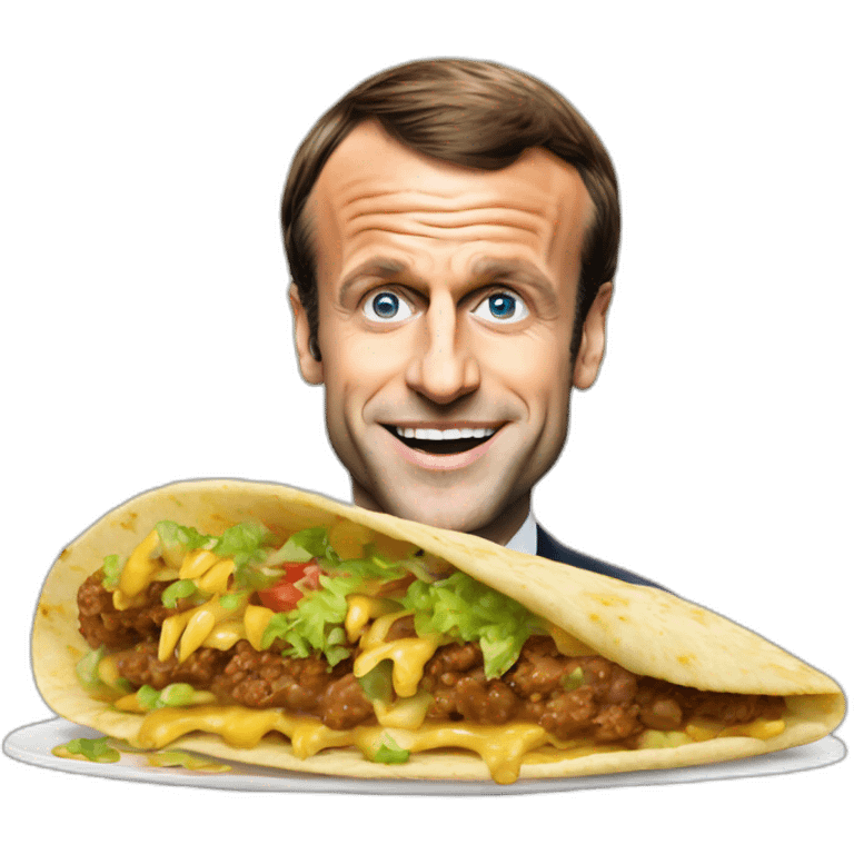 Emmanuel macron mange un gros tacos emoji