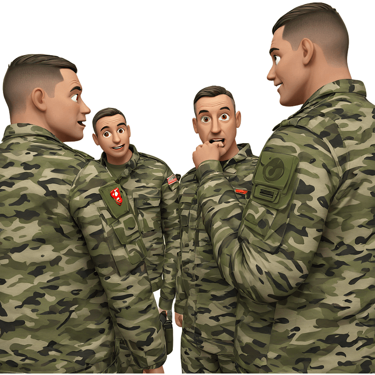 military boys in camouflage uniforms emoji