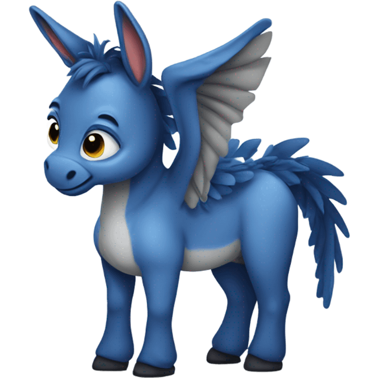 cute Donkey with dark blue dragon wings emoji