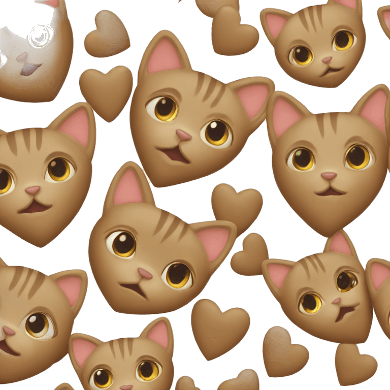 Cat brown heart long emoji