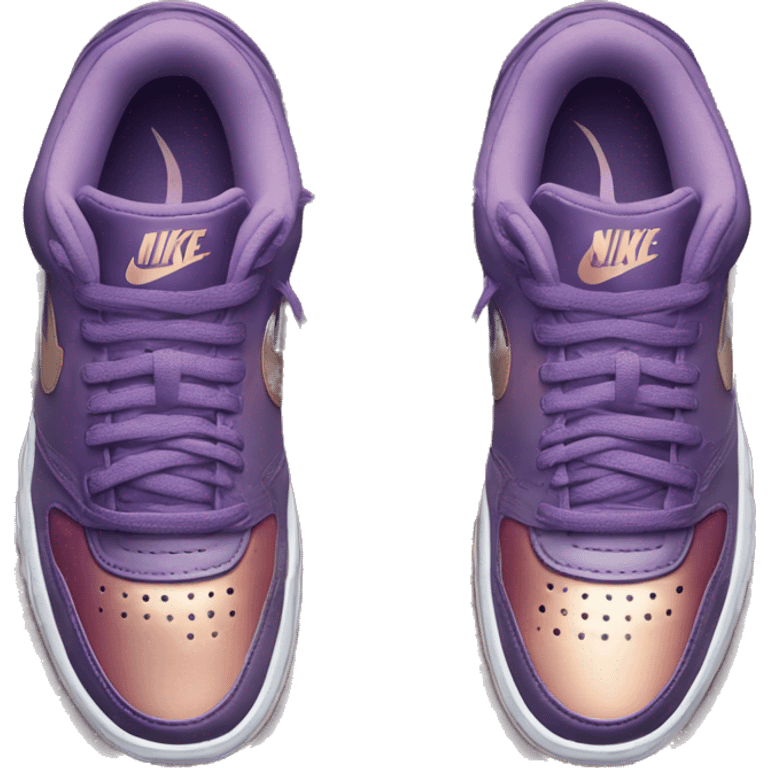 photorealistic pair of metallic dark purple to rose gold ombre Nike Sneakers emoji