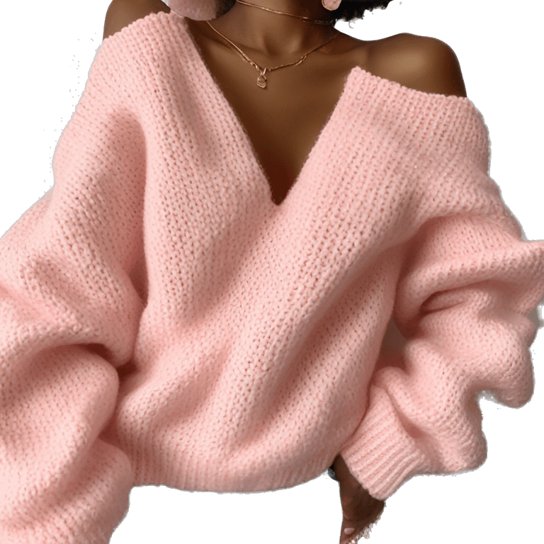 Baby pink knit off the shoulder sweater  emoji