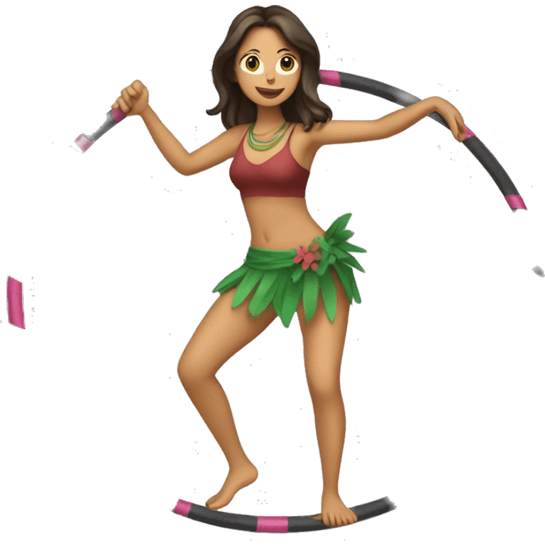 Female brunette hula hooping emoji