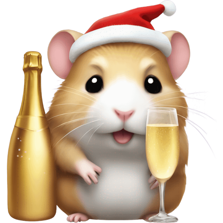 hamster christmas with champagne emoji