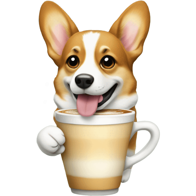 Corgi holding a latte emoji