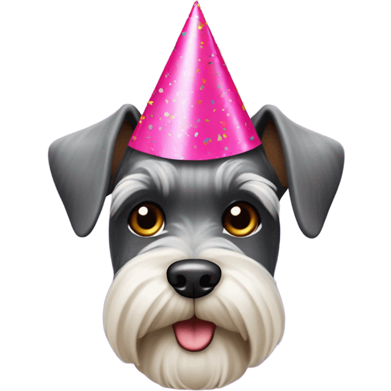 miniature schnauzer dog with party hat on  emoji