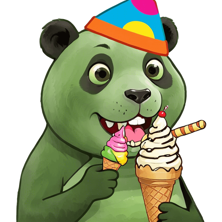 Panda eating ice cream emoji