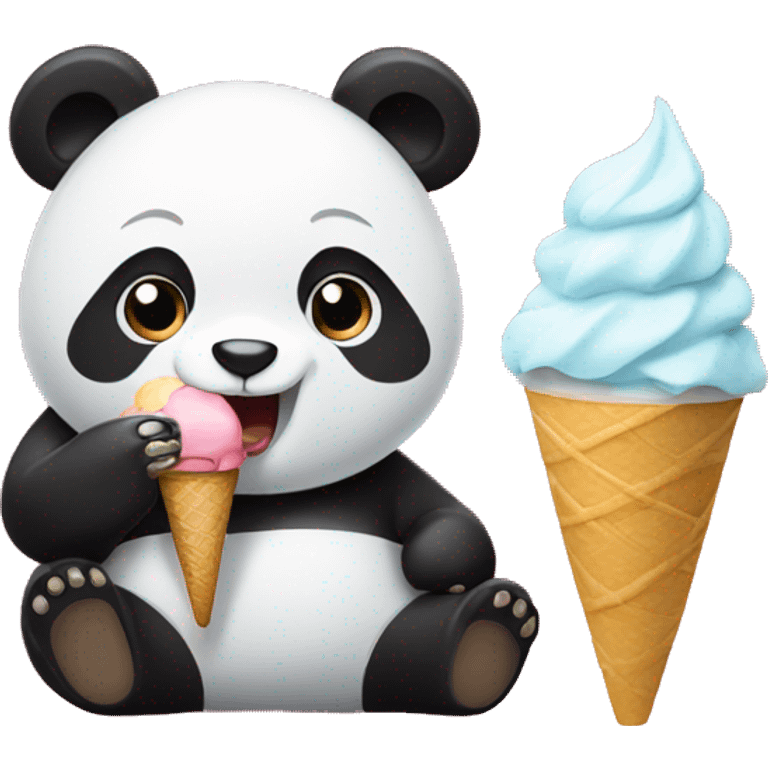 Panda eating ice cream emoji