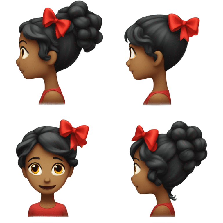 black open hair from behind with a red bow emoji