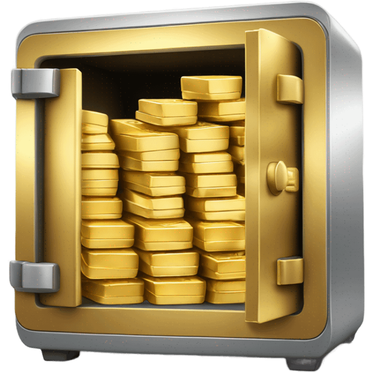 super realistic open safe with gold emoji