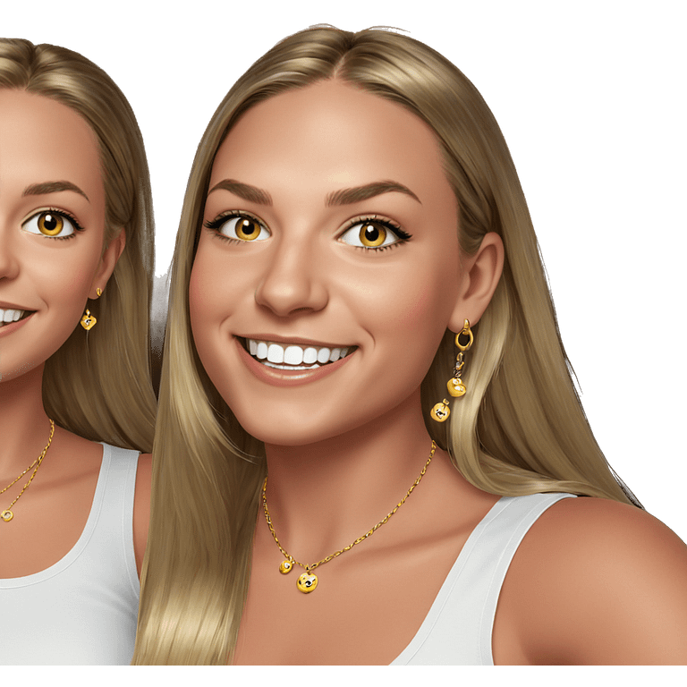 blonde girl smiling with jewelry emoji