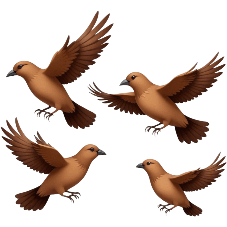 Three birds flying together in the sky, wings outstretched, moving in harmony, creating a peaceful and dynamic scene. emoji