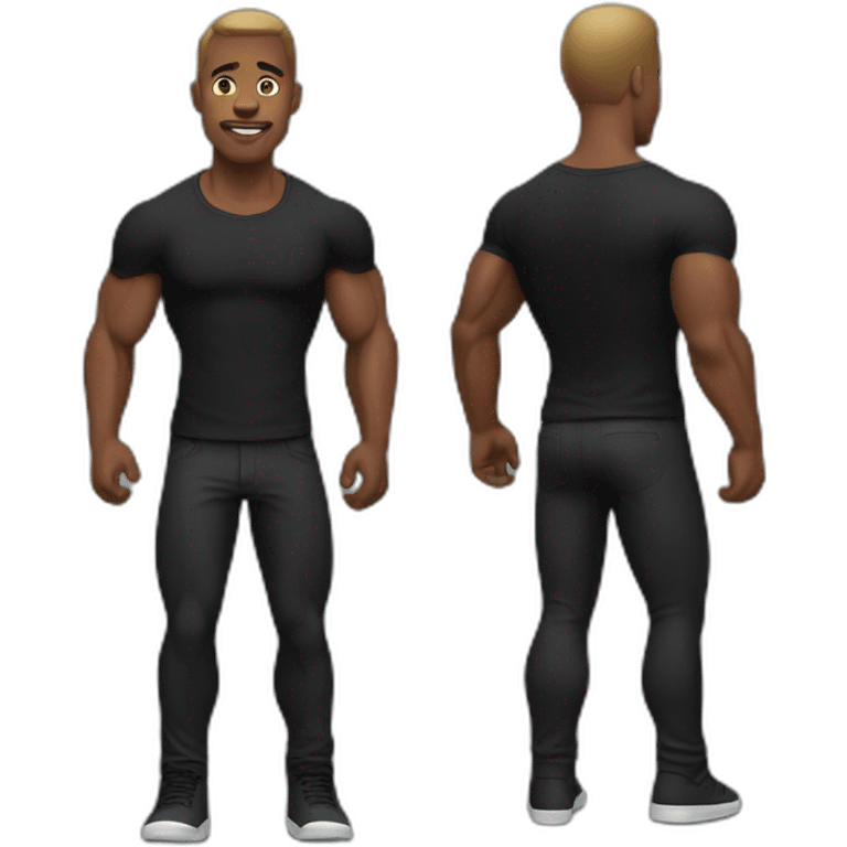 man with muscles wearing black tshirt and pants emoji