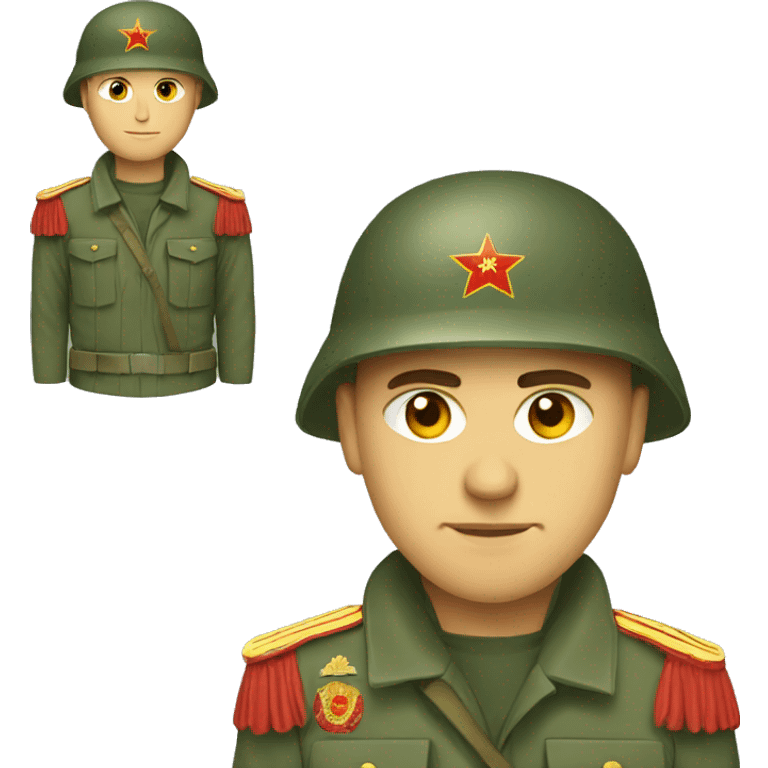 ussr soldier serious with military helmet emoji