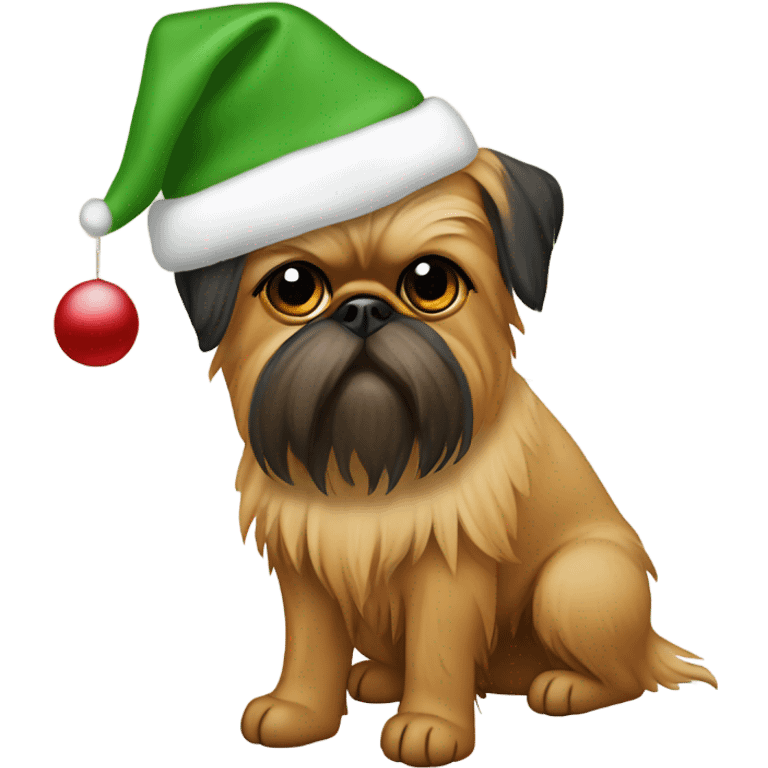 Tan brussels Griffon Christmas hat  emoji