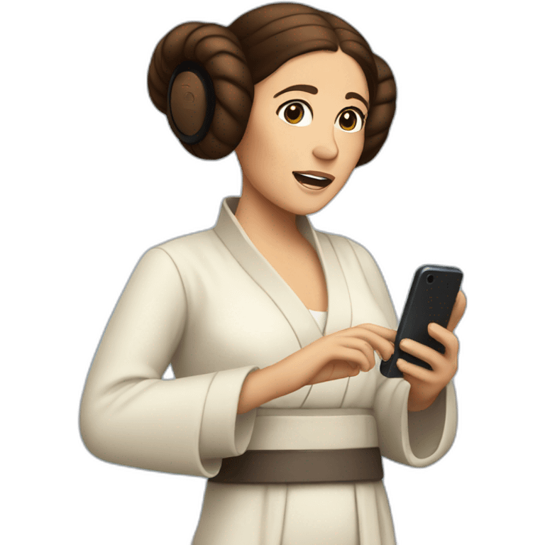 princess leia speaking with a phone emoji