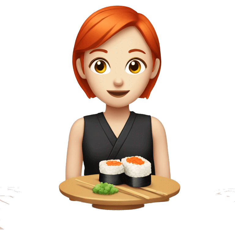 Red head girl eating sushi emoji