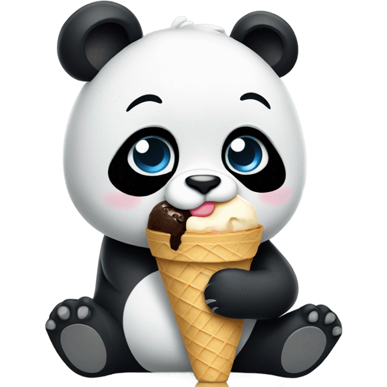 Panda eating ice cream emoji