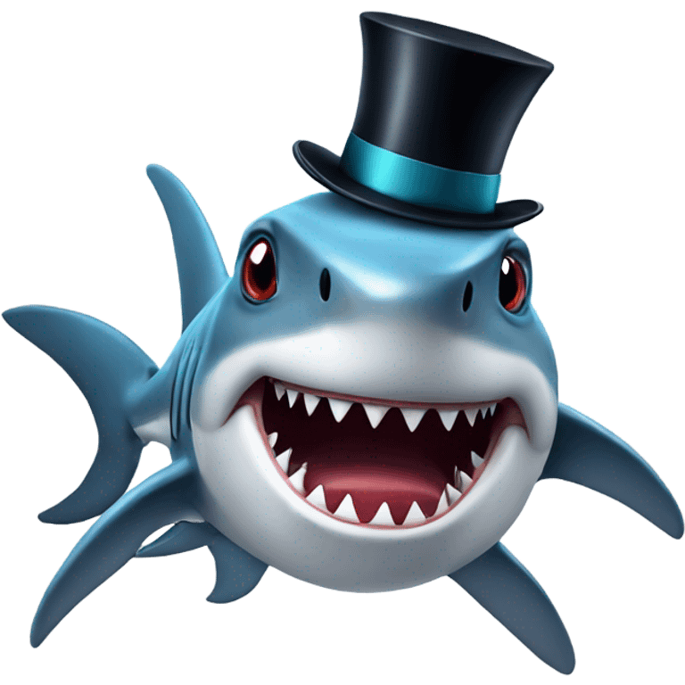 Shark with a top hat emoji