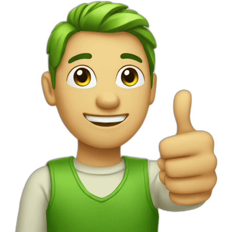 Green people shows thumb up emoji