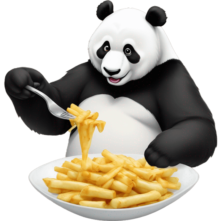 Vladimir Poutine qui porte un panda qui mange de la poutine  emoji