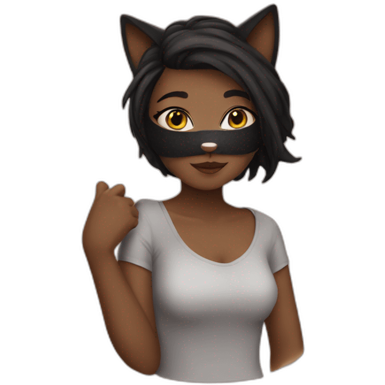 wonderful girl in cat mask emoji