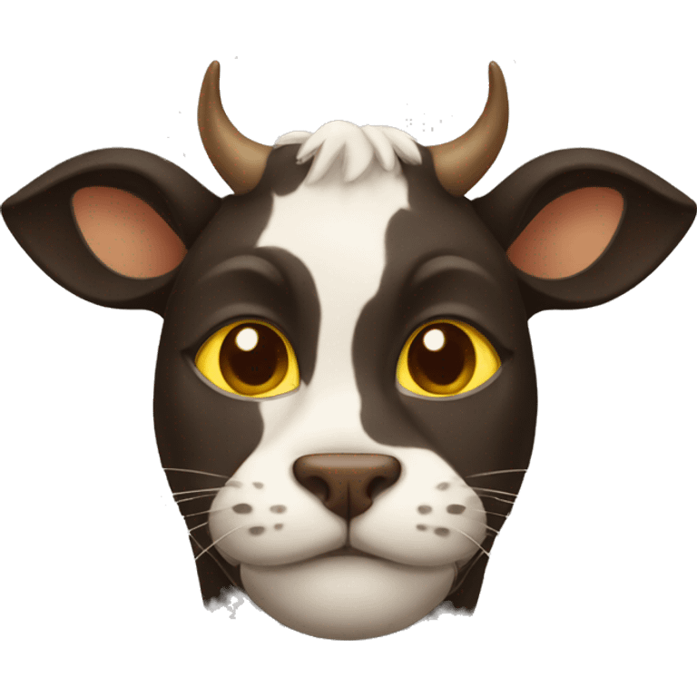 Cat with brown cow colours and yellow eyes emoji