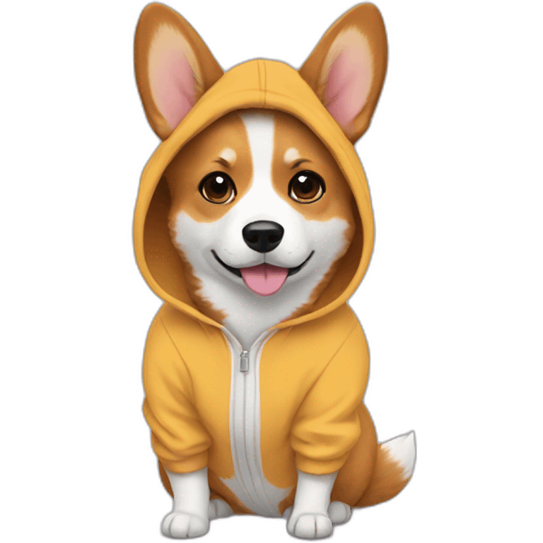 Corgi in a cat onesie emoji