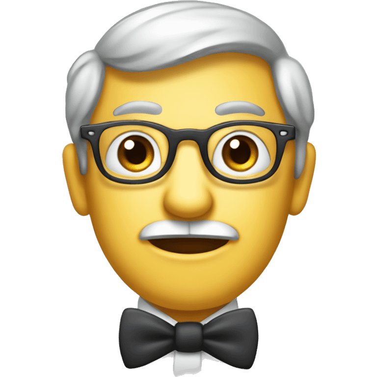 Create a smart, witty emoji with a mischievous expression, glasses or a monocle, and a playful touch like a bowtie. Keep it minimalistic and unique. emoji