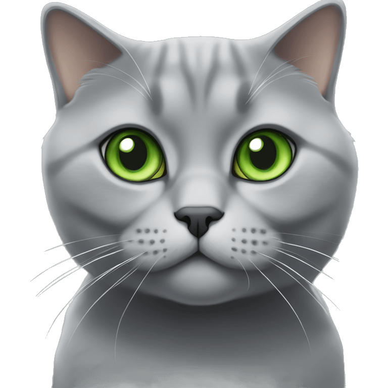 British shorthair cat grey with green eyes emoji