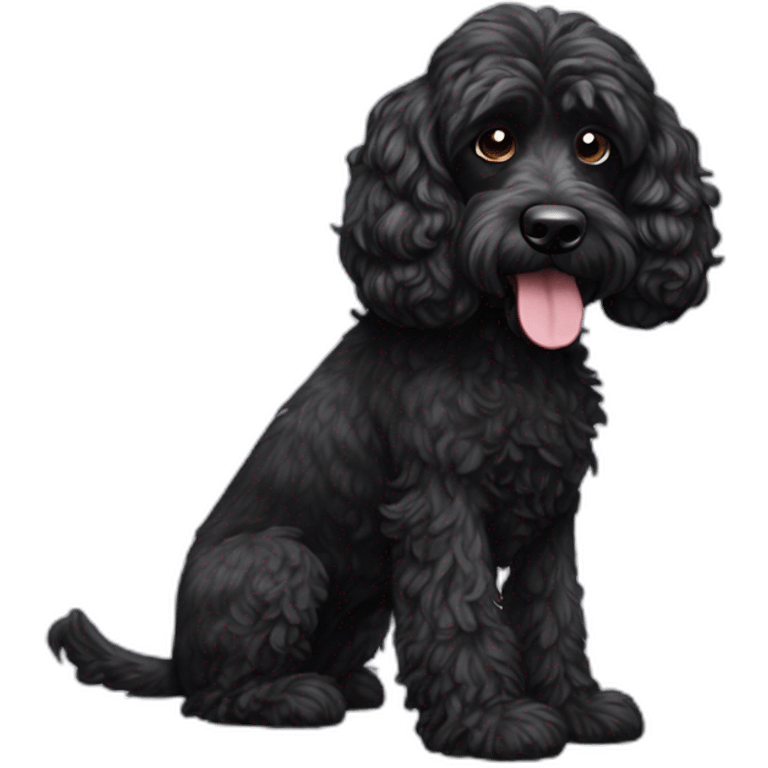 Skinny Black hair cockapoo dog emoji