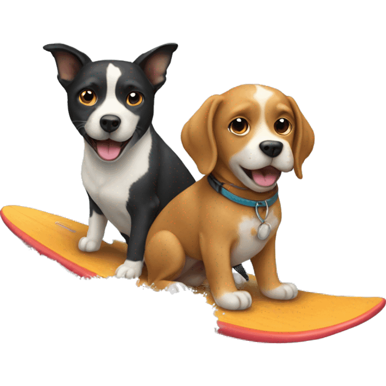 Dog and cat surfing emoji