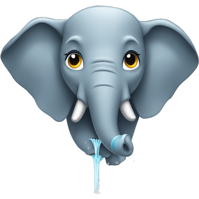 Elephant head spraying water upwards from its hobot emoji