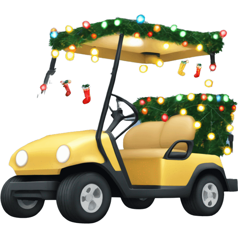 Christmas golf cart with holiday lights strung emoji