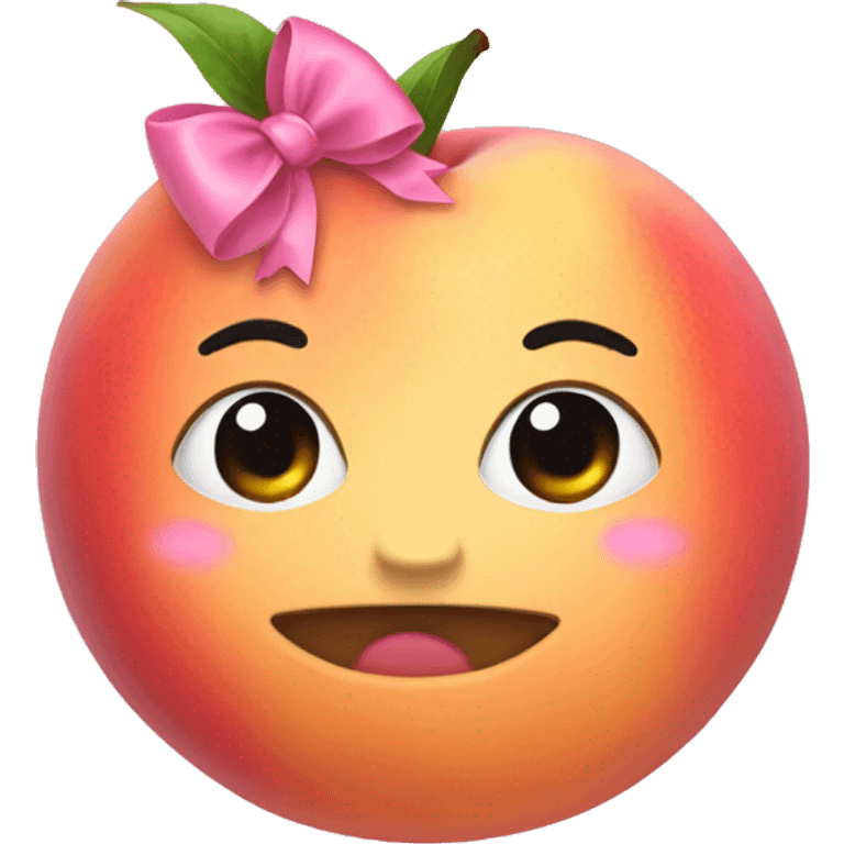 One Peach with a pink bow  emoji