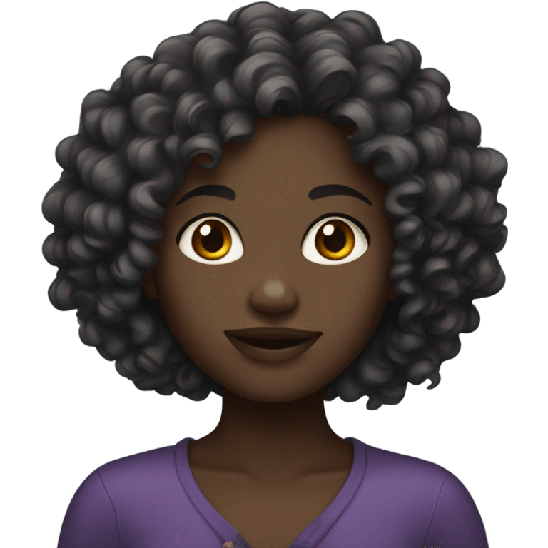 Dark skin girl with curly hair emoji