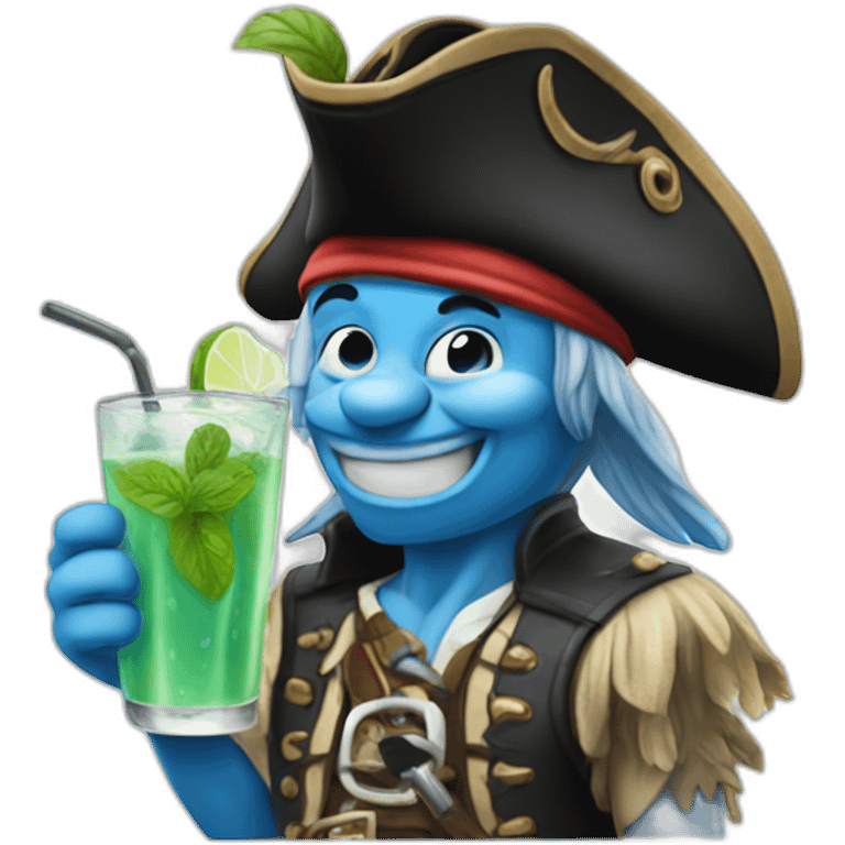 smurf pirate drinking mojito emoji