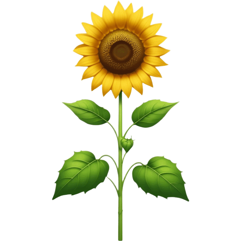 Cinematic Realistic Sunflower Emoji, Tall and bright, with a large, golden-yellow blossom facing the sun, its broad, textured petals surrounding a dark center. The sturdy green stalks and leaves frame the vibrant flower, while a gentle breeze causes the petals to sway. Soft glowing outline, capturing the essence of sunshine and warmth in a cheerful, towering sunflower! emoji