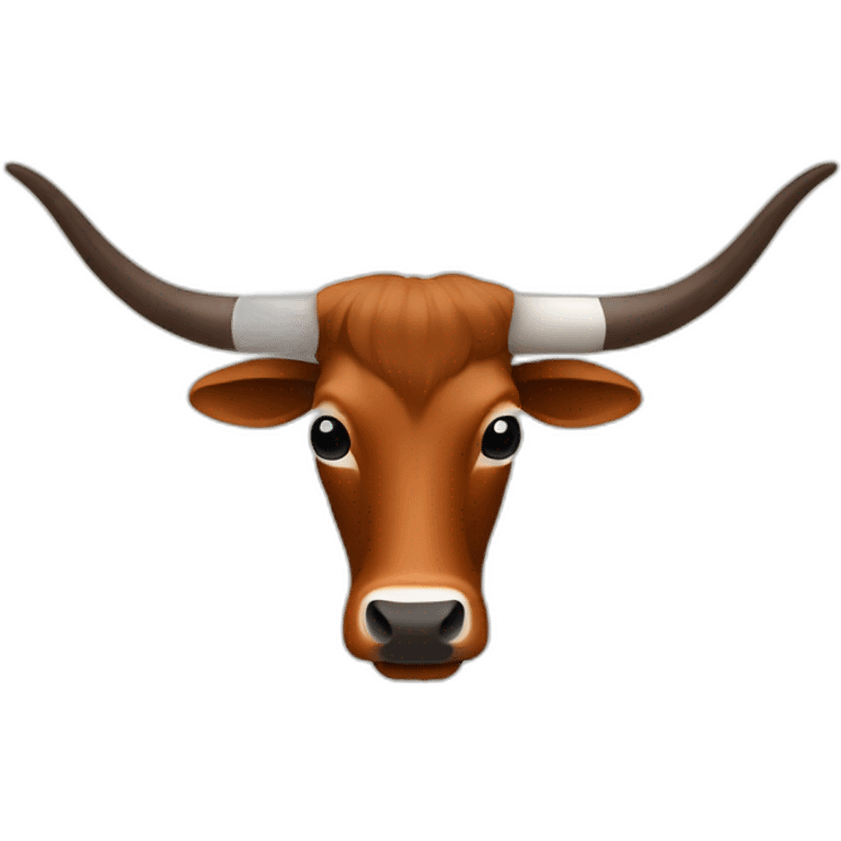 Texas Longhorn with solid brown face, long long long horns emoji