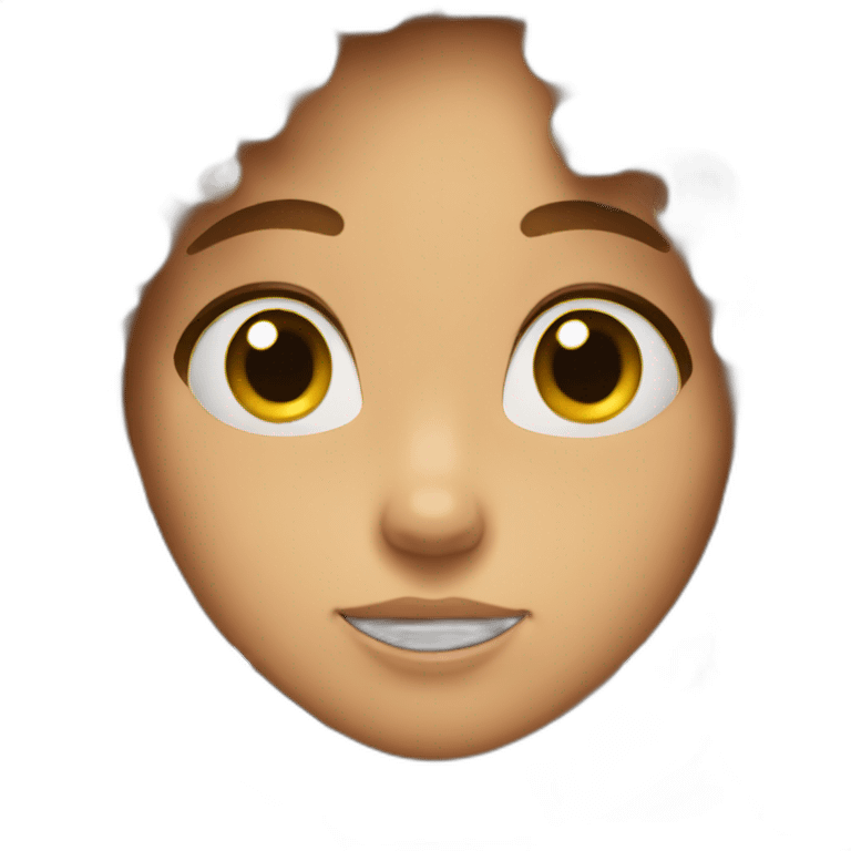 girl with curly hear breath out emoji