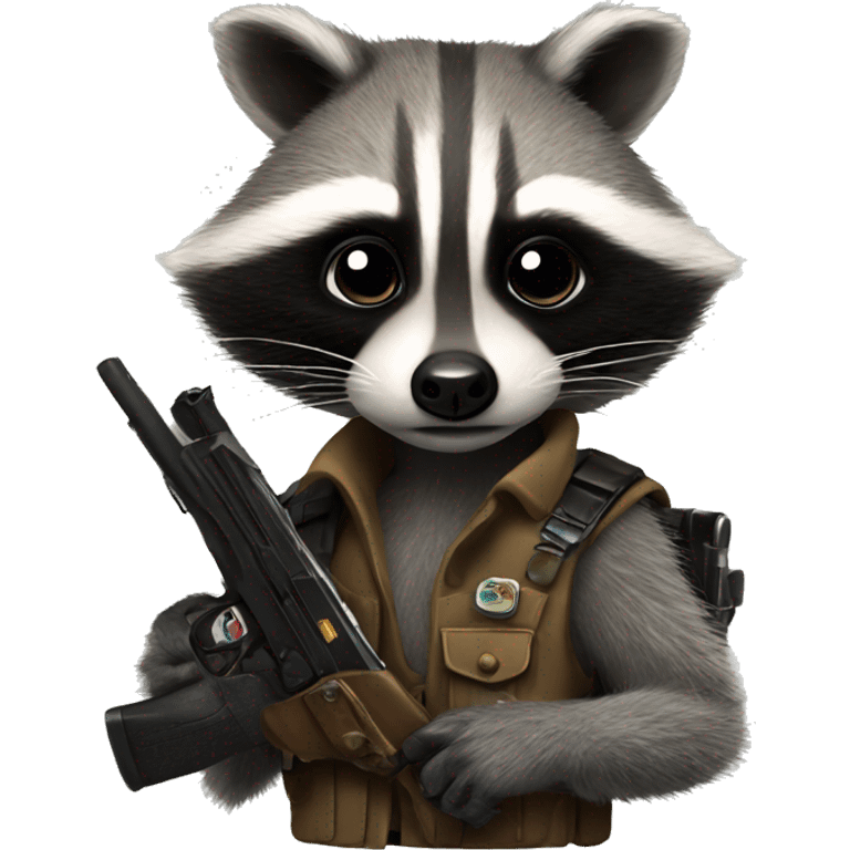 Realistic Raccoon with a gun  emoji