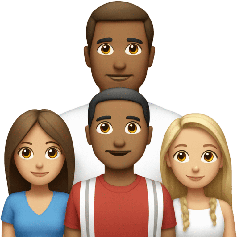 Puerto rican beard short brown hair  with blond long hair woman and brown long hair girl Family  emoji