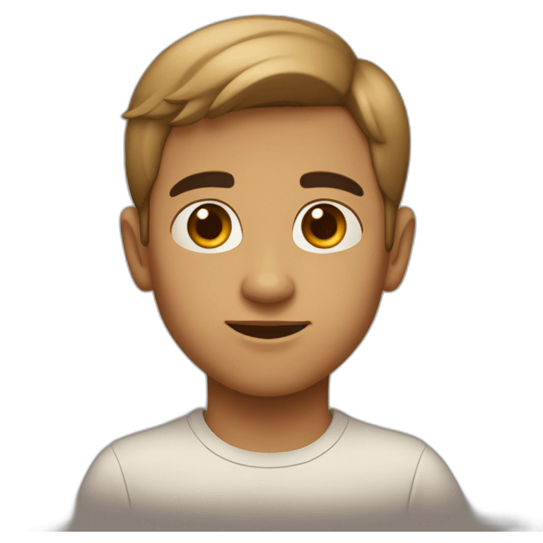 a boy with big nose, tan skin tone, indo-Portuguese look, normal hair, small forehead  emoji