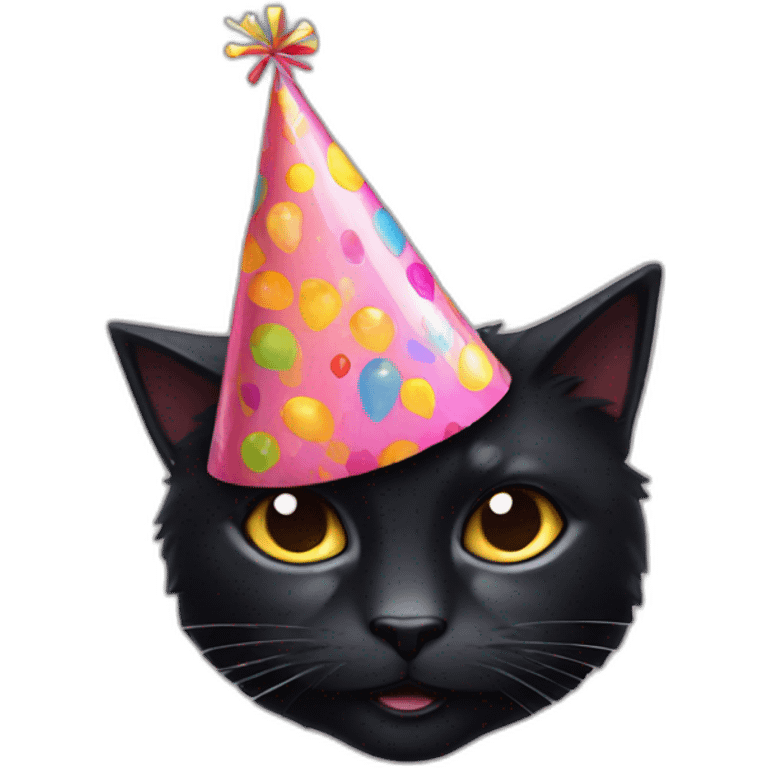 party hat black cat emoji